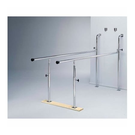 Wall Mounted Wood Base Folding Parallel Bars, Height Adjustable, 7' L